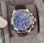 Rolex Daytona Blue Dial Replica watch Black Leather Strap